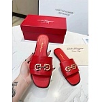 Ferragamo Gancini plaque leather slides For Women # 271596, cheap Ferragamo Slippers