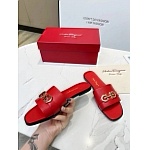 Ferragamo Gancini plaque leather slides For Women # 271596, cheap Ferragamo Slippers