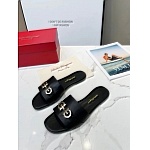 Ferragamo Gancini plaque leather slides For Women # 271598, cheap Ferragamo Slippers