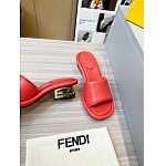Fendi Cutout Metal Block Heel Padded Leather SandalsFor Women # 271600, cheap Fendi Slippers