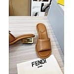 Fendi Cutout Metal Block Heel Padded Leather SandalsFor Women # 271602, cheap Fendi Slippers