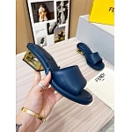 Fendi Cutout Metal Block Heel Padded Leather SandalsFor Women # 271603, cheap Fendi Slippers