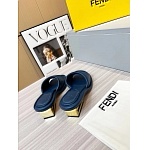 Fendi Cutout Metal Block Heel Padded Leather SandalsFor Women # 271603, cheap Fendi Slippers