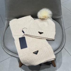 $45.00,Prada Wool Hat And Scarf Set Unisex # 273579