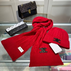 $45.00,Celine Wool Hat And Scarf Set Unisex # 273586