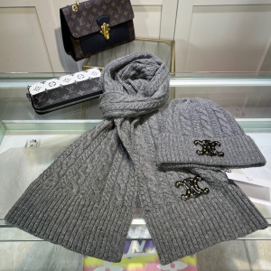 $45.00,Celine Wool Hat And Scarf Set Unisex # 273587