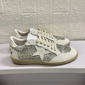 $95.00,Golden Goose Ballstar Glitter Upper Leather Toe Sneaker Unisex # 274279