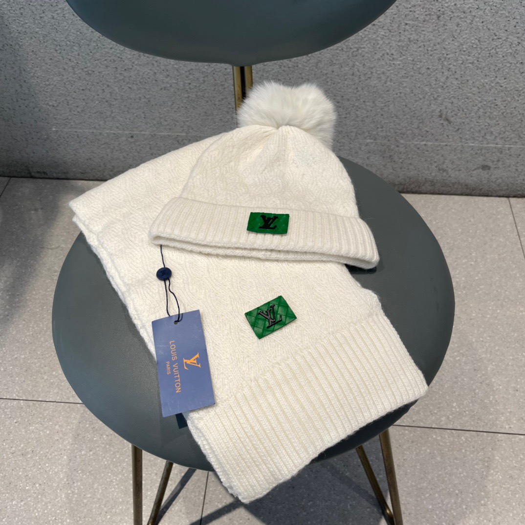 Louis Vuitton Wool Hats Scarf Set Unisex # 273299