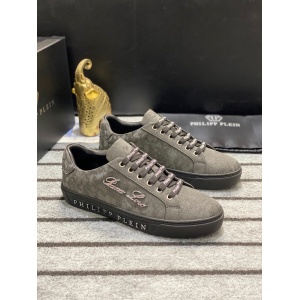 $85.00,Philipp Plein Cowhide Leather Low Top Sneakers For Men # 274528