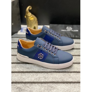 $85.00,Philipp Plein Cowhide Leather Low Top Sneakers For Men # 274532