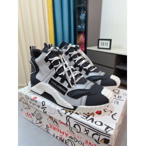 $95.00,D&G Cowhide Leather NS1 Logo Patch High Top Sneakers For Men # 274549