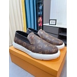Louis Vuitton Cowhide Leather Lace Up Sneakers For Men # 274598, cheap For Men