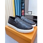 Louis Vuitton Cowhide Leather Lace Up Sneakers For Men # 274600