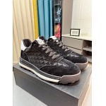 Armani Cowhide Leather Lace Up Sneakers For Men # 274604, cheap Armani Leisure Shoes
