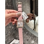 Cartier Stainless Steel Santos Dumont Quartz Watch Pink For Women # 275841