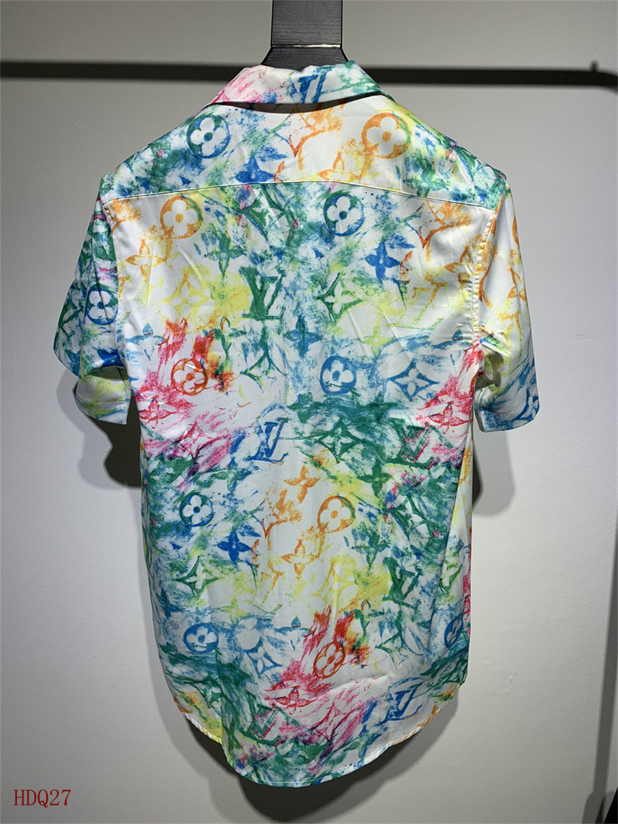 Louis Vuitton Multicolored Crayon Logo Monogram Short Sleeve Shirt And Short For Men # 279413, cheap Shirt&Short Sets LV Shirt Short Set, only $55!