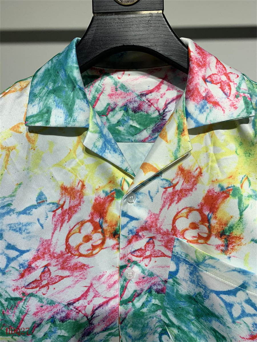 Louis Vuitton Multicolored Crayon Logo Monogram Short Sleeve Shirt And Short For Men # 279413, cheap Shirt&Short Sets LV Shirt Short Set, only $55!