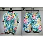 Louis Vuitton Multicolored Crayon Logo Monogram Short Sleeve Shirt And Short For Men # 279413, cheap LV Shirt Short Set