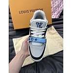 Louis Vuitton LV Trainer Blue Grey Black For Men # 280367, cheap Hermes Sneakers