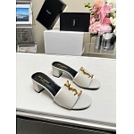 YSL Block Heel Slides With Metal Logo plaque For Women # 280519