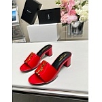 YSL Block Heel Slides With Metal Logo plaque For Women # 280531