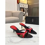 YSL Carla Heeled Mules In Smooth Leather For Women # 280537