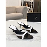 YSL Carla Heeled Mules In Smooth Leather For Women # 280540