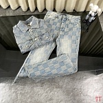 Louis Vuitton Denim Jacket Pant Set For Men # 281591, cheap LV Tracksuits