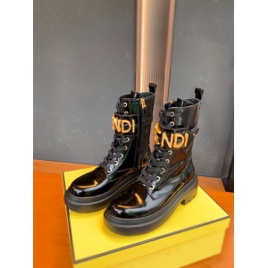 $132.00,Fendi Logo Plaque Lace Up Biker Boots For Women # 282777