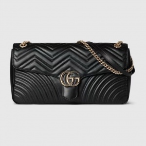 $195.00,Gucci Gucci GG Marmont Large Black Shoulder Ba For Women  # 288165