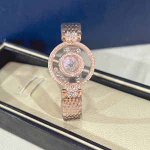 $125.00,Chopard Happy Diamonds Icons quartz mother of pearl dial rose gold ladies watch For Women # 299600