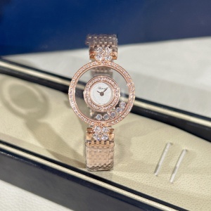 $125.00,Chopard Happy Diamonds Icons quartz mother of pearl dial rose gold ladies watch For Women # 299601