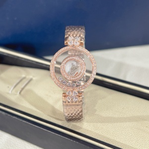 $125.00,Chopard Happy Diamonds Icons quartz mother of pearl dial rose gold ladies watch For Women # 299602