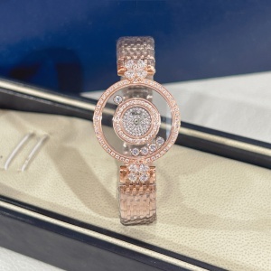 $125.00,Chopard Happy Diamonds Icons quartz mother of pearl dial rose gold ladies watch For Women # 299603