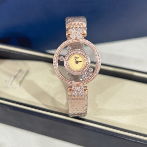 $125.00,Chopard Happy Diamonds Icons quartz mother of pearl dial rose gold ladies watch For Women # 299604