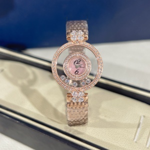 $125.00,Chopard Happy Diamonds Icons quartz mother of pearl dial rose gold ladies watch For Women # 299610