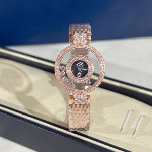 $125.00,Chopard Happy Diamonds Icons quartz mother of pearl dial rose gold ladies watch For Women # 299613