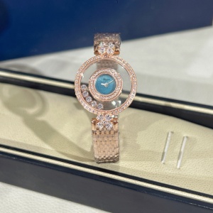 $125.00,Chopard Happy Diamonds Icons quartz mother of pearl dial rose gold ladies watch For Women # 299614