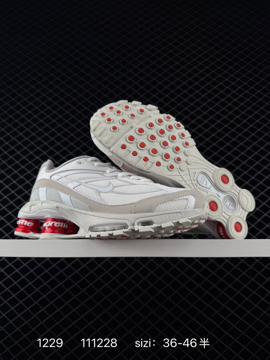 Supreme x Nike Shox Ride 2 SP White Red Sneaker Unisex # 299992