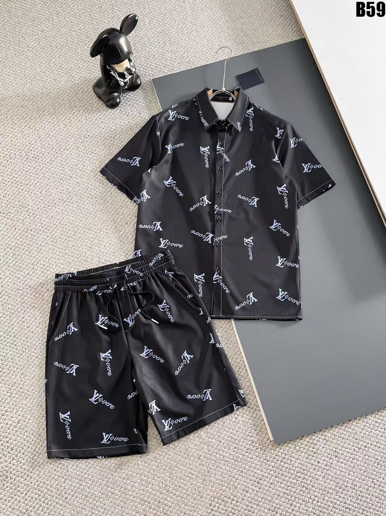 Louis Vuitton Short Sleeve Polo Shirt and Shorts Set For Men For Men # 305803