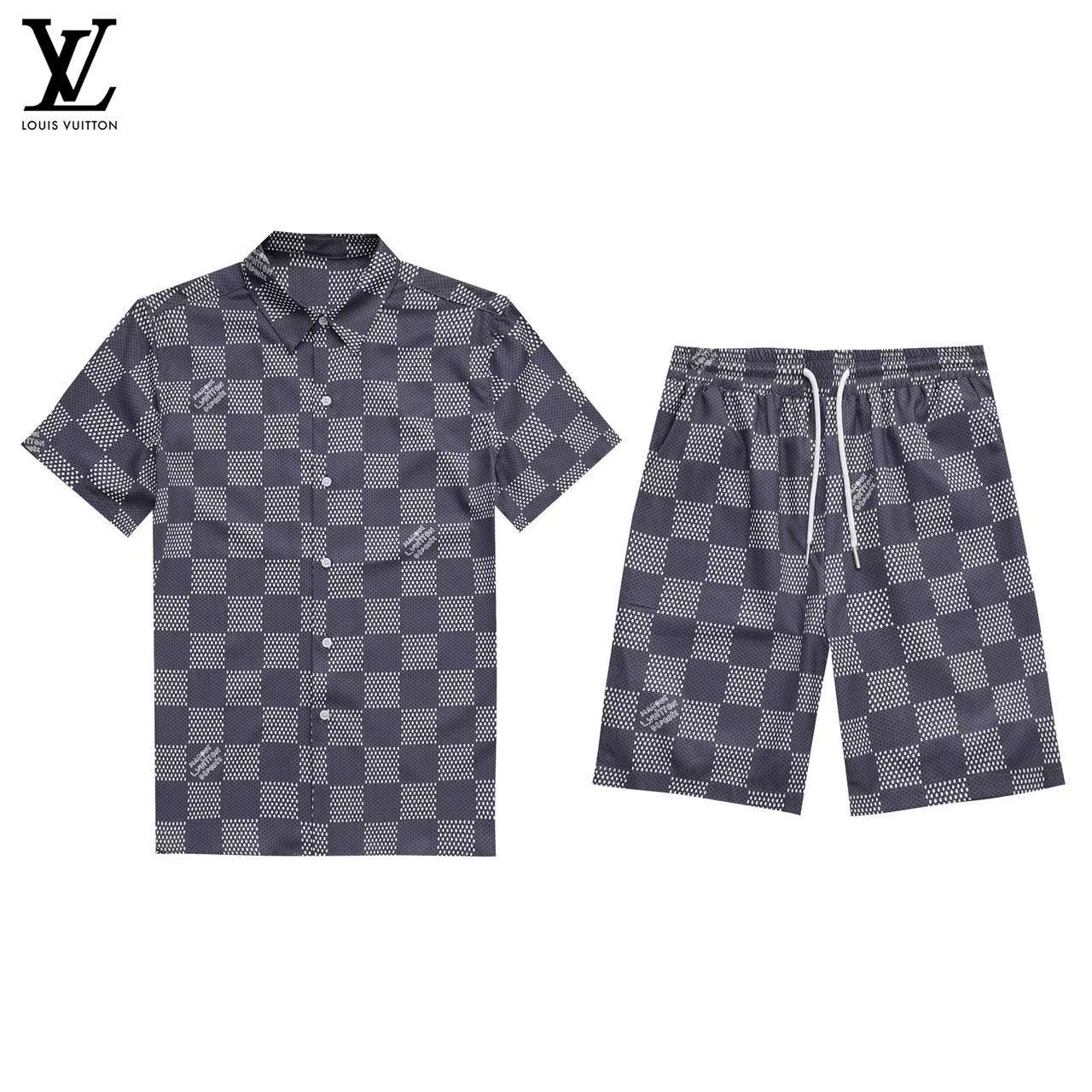 Louis Vuitton Short Sleeve Polo Shirt and Shorts Set For Men For Men # 305805