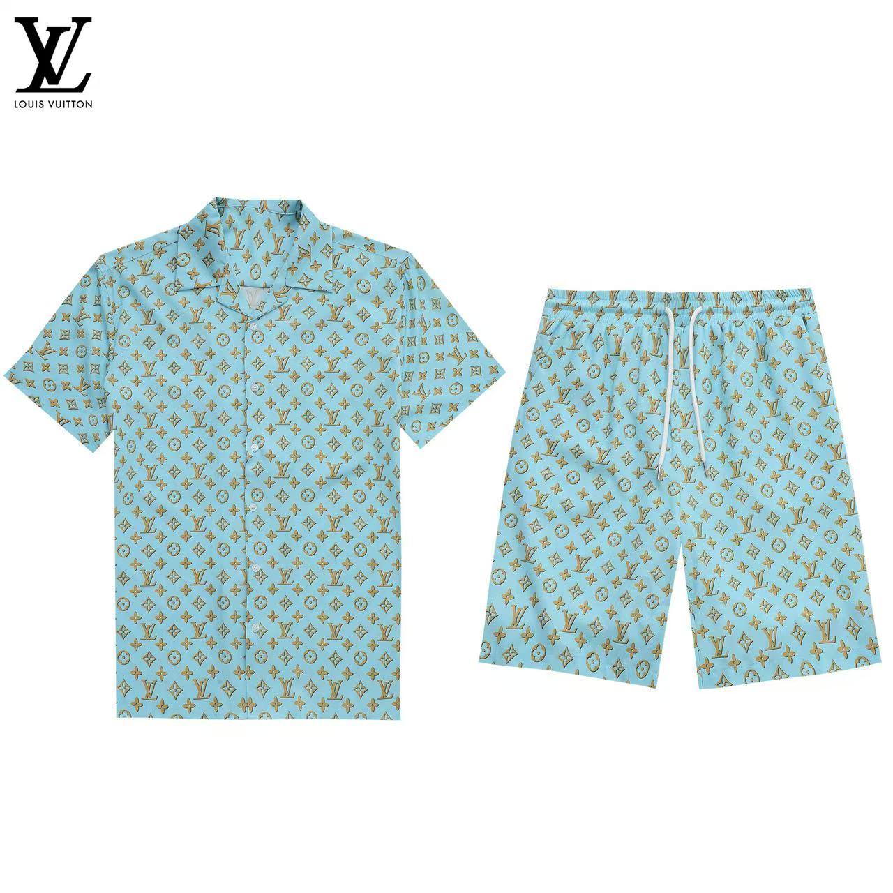 Louis Vuitton Short Sleeve Polo Shirt and Shorts Set For Men For Men # 305808