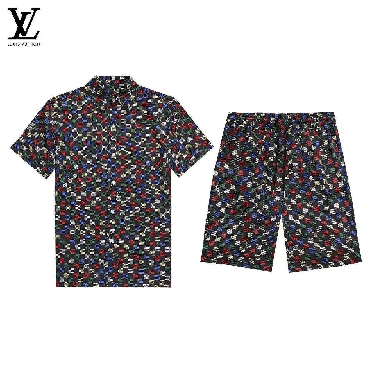 Louis Vuitton Short Sleeve Polo Shirt and Shorts Set For Men For Men # 305811