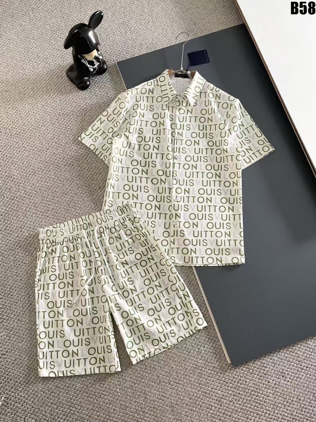 Louis Vuitton Short Sleeve Shirt and Shorts Set For Men For Men # 305815