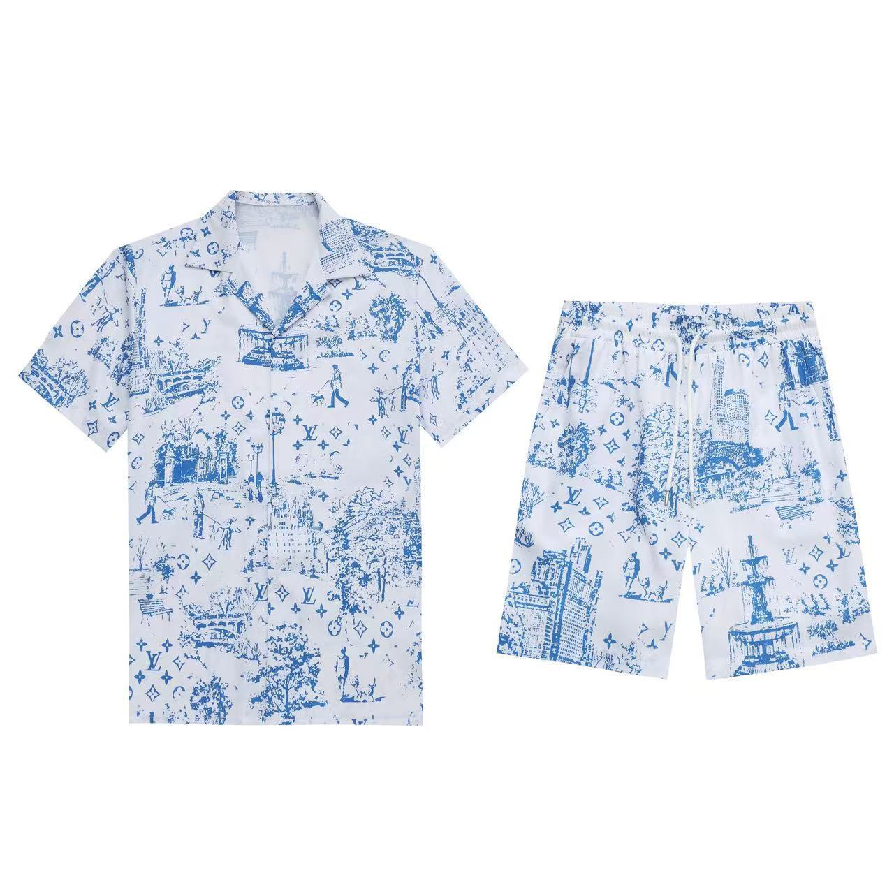 Louis Vuitton Short Sleeve Polo Shirt and Shorts Set For Men For Men # 305819