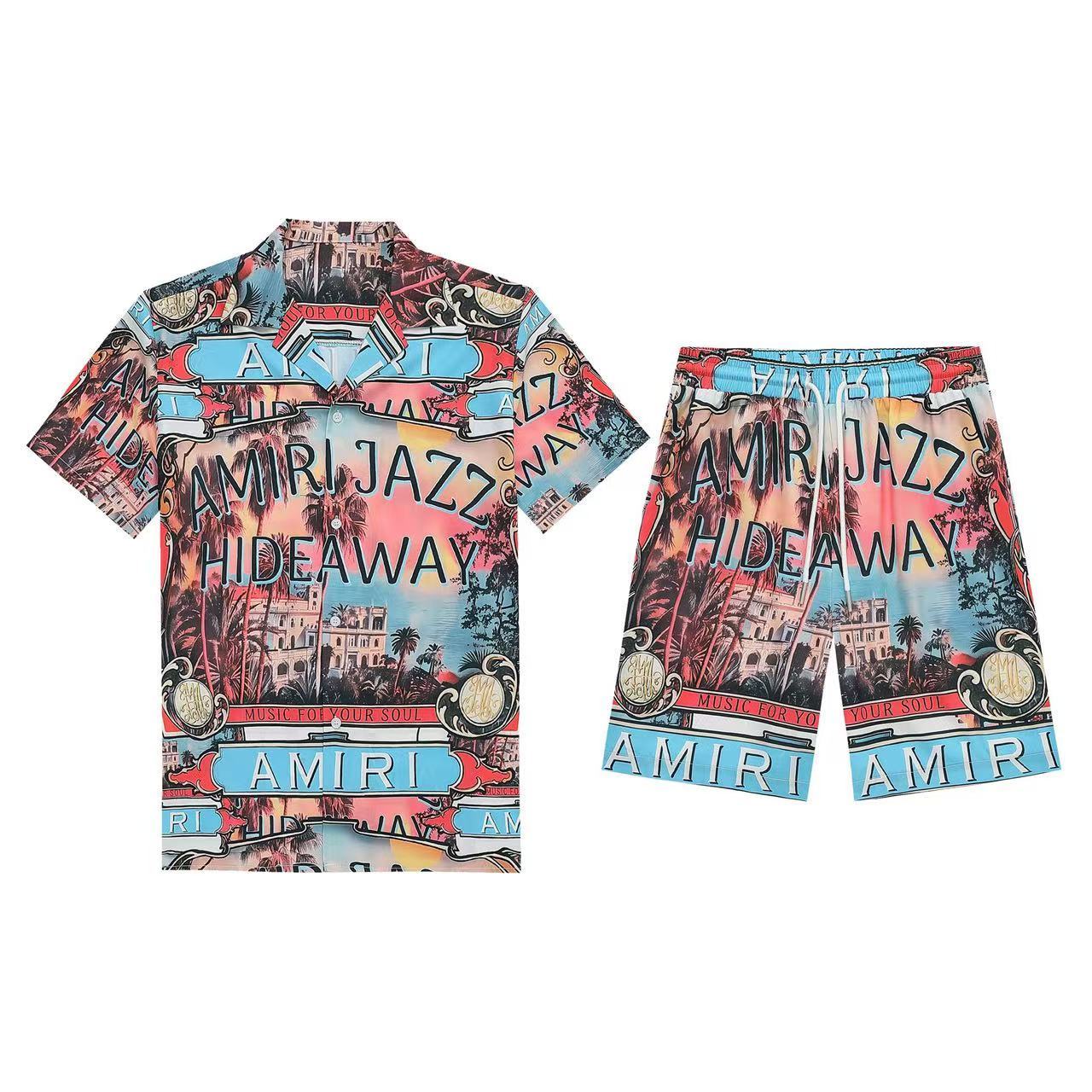 Amiri Short Sleeve Shirt and Shorts Set For Men For Men # 305841