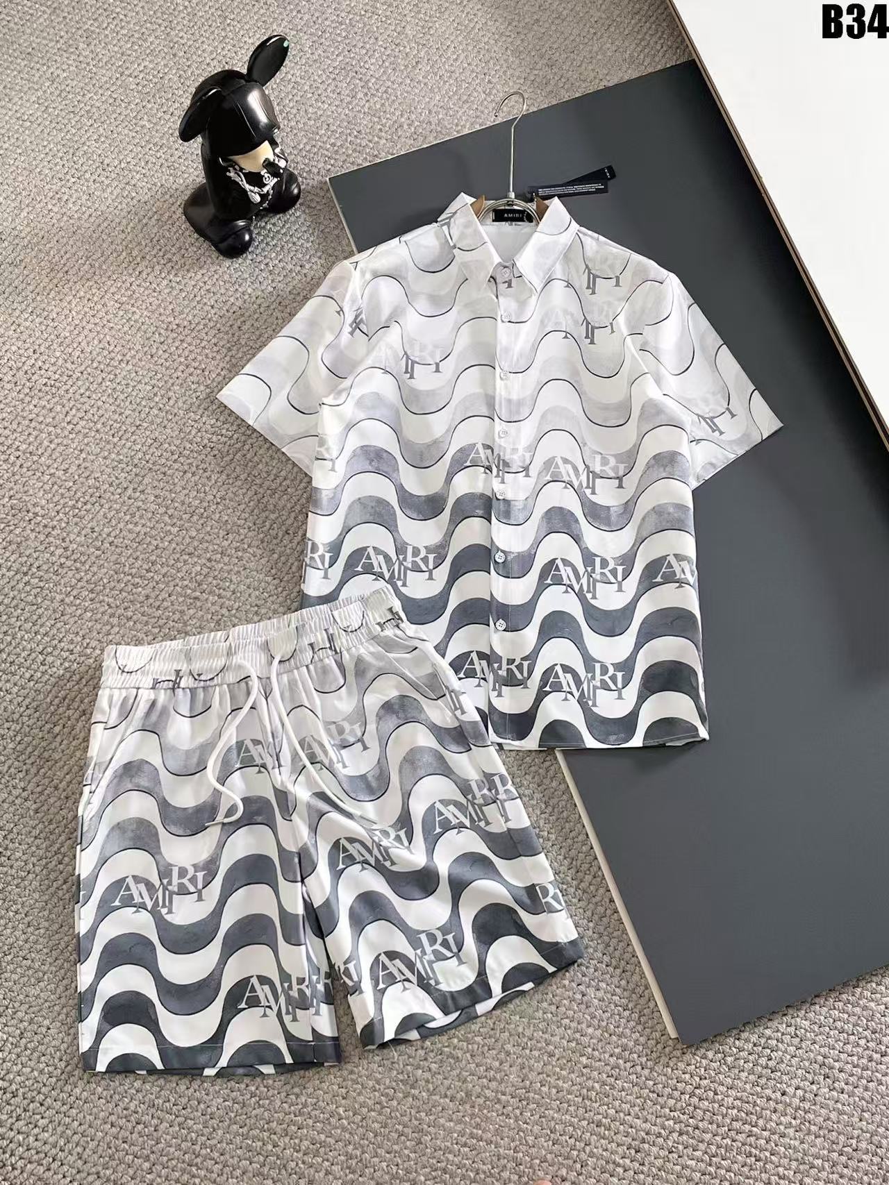 Amiri Short Sleeve Polo Shirt and Shorts Set For Men For Men # 305842