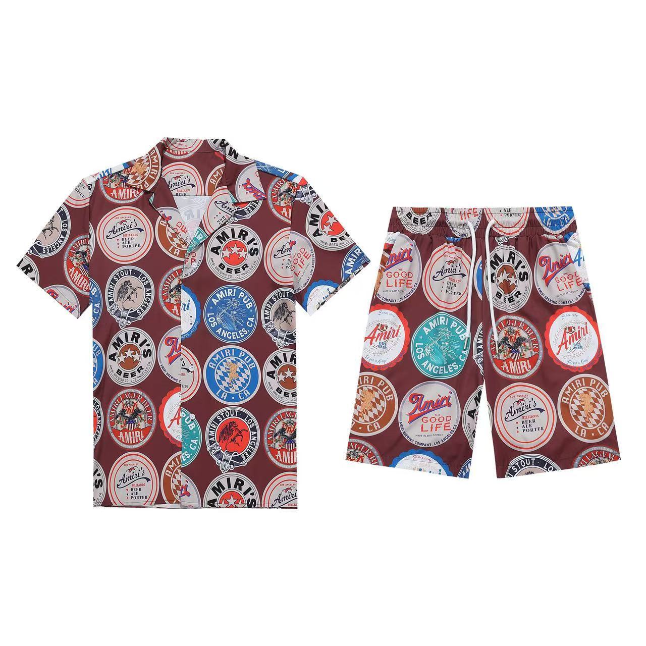Amiri Short Sleeve Polo Shirt and Shorts Set For Men For Men # 305843