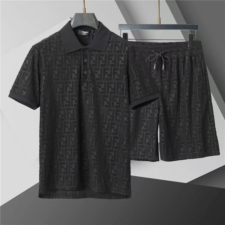 Fendi Short Sleeve Polo Shirt and Shorts Set For Men For Men # 305910