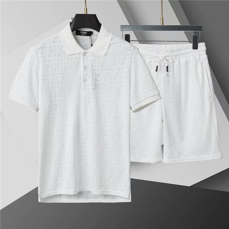 Fendi Short Sleeve Polo Shirt and Shorts Set For Men For Men # 305912